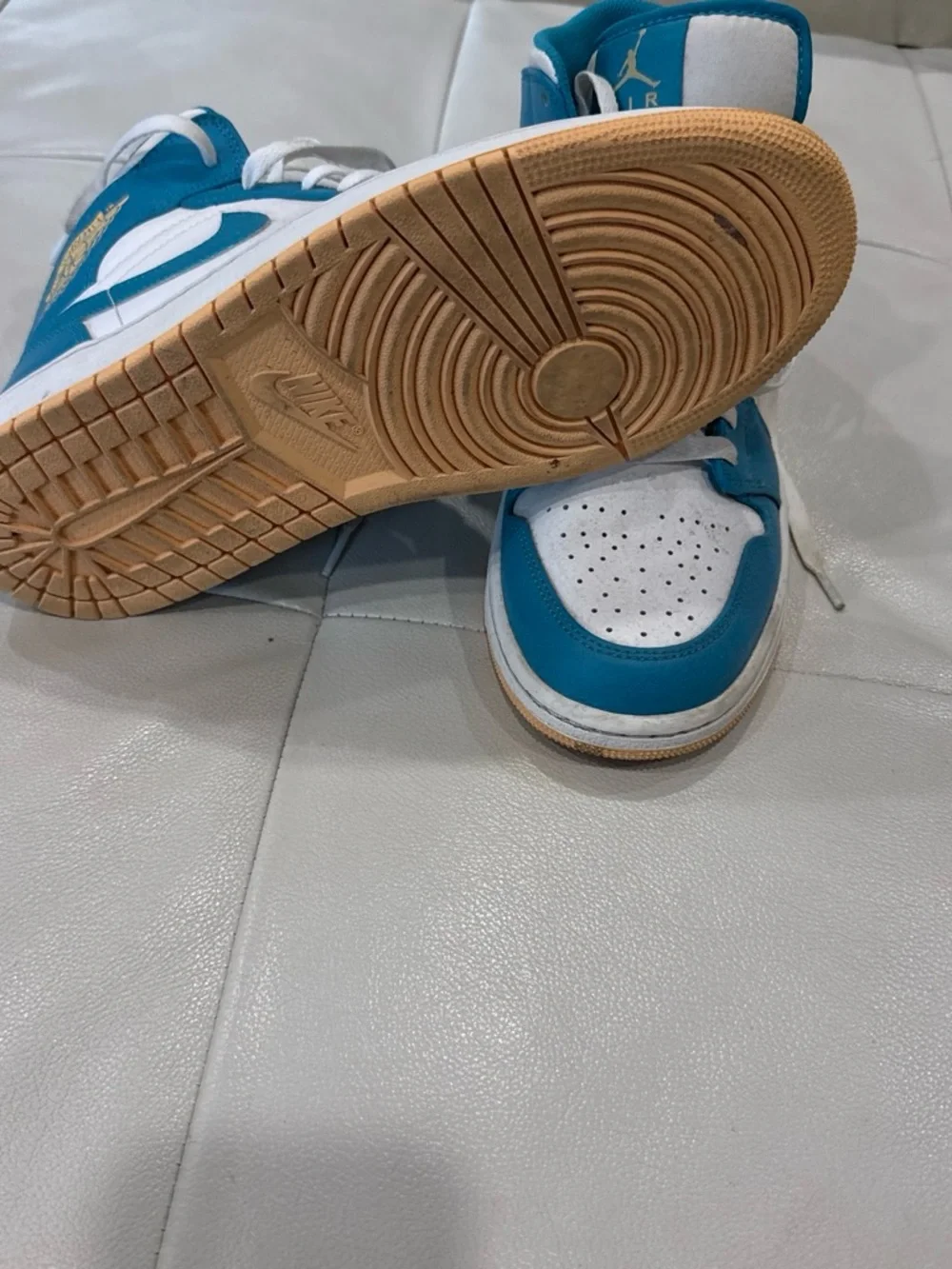 Jordan High-Top Sneakers in Teal and White